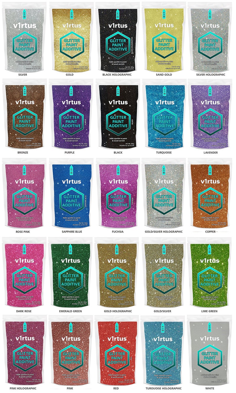V1RTUS Glitter for Paint (Silver) Additive 100g / 3.5oz for Acrylic, Latex, Emulsion - use Interior/Exterior - Wall, Ceiling, Wood, Metal, Varnish, Dead Flat, Matte, Soft Sheen or Silk - Image 5
